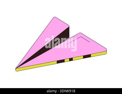 Pink paper airplane 2D cartoon object Stock Vector