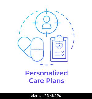 Personalized care plans blue gradient concept icon Stock Vector