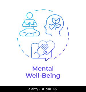 Mental wellbeing blue gradient concept icon Stock Vector