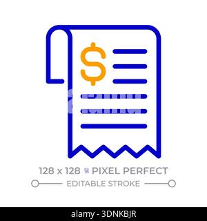 Bill pixel perfect two color line icon Stock Vector