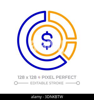 Asset allocation pixel perfect two color line icon Stock Vector