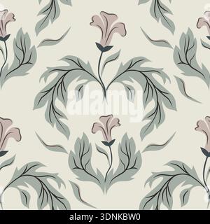 Seamless floral vector pattern with floral composition in cloud dancer color Stock Vector