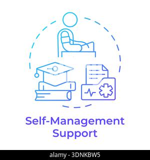Self management support blue gradient concept icon Stock Vector