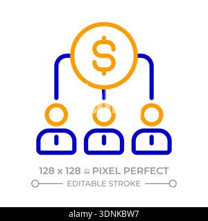 Profit sharing pixel perfect two color line icon Stock Vector