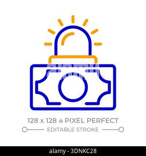 Emergency fund pixel perfect two color line icon Stock Vector