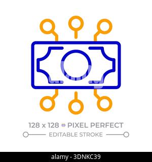 Digital currency pixel perfect two color line icon Stock Vector