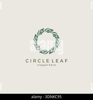 Circle Leaf Logo Simple Design. Organic Logo Stock Vector