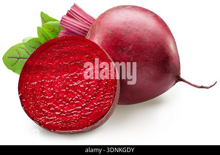 Red beetroot and beetroot half isolated on a white background. Clipping path. Stock Photo