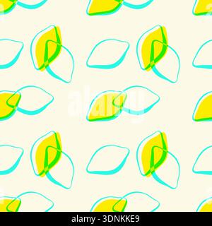 Boho style Citrus pattern with stylized lemons and limes. Juicy background. Summer vibe. Vector illustration Stock Vector