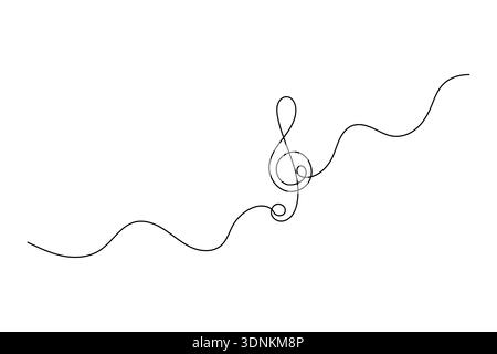 Music notes stylish one line continuous outline illustration Stock Vector