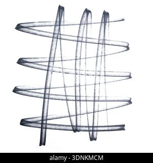 a series of overlapping strokes drawn with a black marker with a transparent background Stock Photo