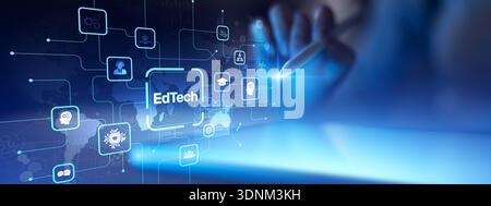 EdTech Innovation and Digital Learning Transformation in Global Education. Stock Photo
