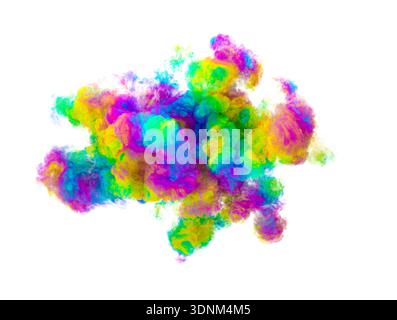 3d Colorful smoke cloud exploding on transparent background Stock Photo