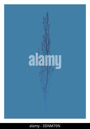Tall pyramidal poplar tree emerging from fog, calm atmosphere. Stock Vector