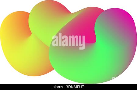 Vibrant 3D rendered organic form with a smooth multicolor gradient transition on a white background Stock Vector