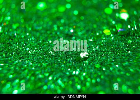Green glitter texture christmas abstract background. Close up macro shot. Stock Photo