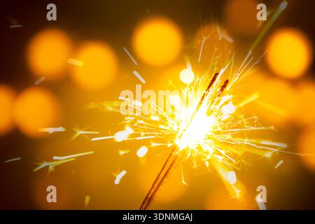 christmas sparkler on black background. bengal fire background christmas and new year 's Stock Photo