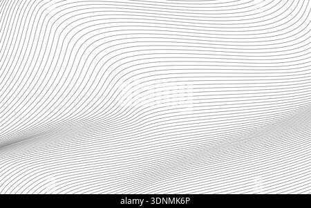 Minimalist vector art featuring thin black curved lines on white, creating a fluid wave pattern Stock Vector