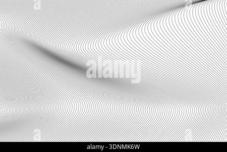 Minimalist vector art featuring thin black curved lines on white, creating a fluid wave pattern Stock Vector