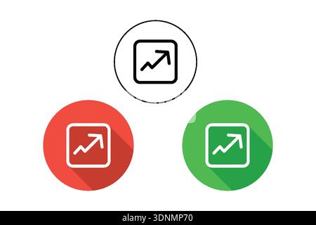 Growth And Progress Icons Set With Upward Arrows In Red, Green, And Black Circles Stock Vector