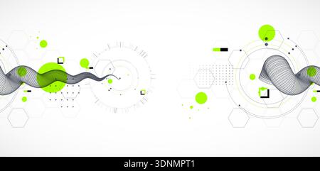 Abstract art wireframe background. Modern science or technology art elements.  Vector. Stock Vector