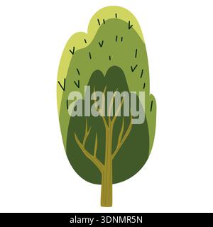 vector stylized acacia tree with tall trunk and rounded layered crown Stock Vector