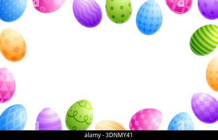 Easter background, Easter egg frame, eggs border, copy space Stock Vector