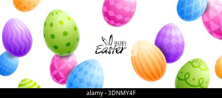 Easter banner, Easter egg card, painted eggs background Stock Vector