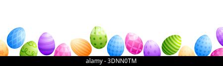 Easter egg banner, Easter background, painted egg border Stock Vector