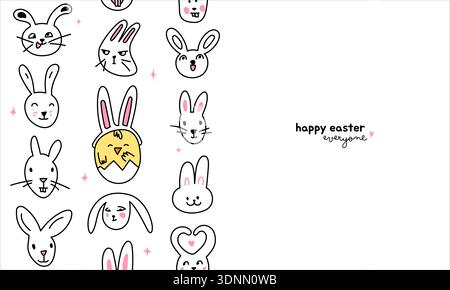 Easter card with bunny, happy Easter poster background Stock Vector
