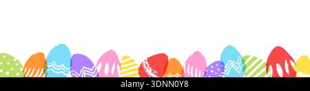 Easter egg banner, Easter border with painted egg background Stock Vector