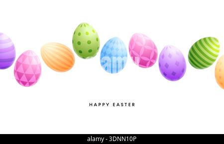 Easter poster, Easter egg card, colored eggs background Stock Vector