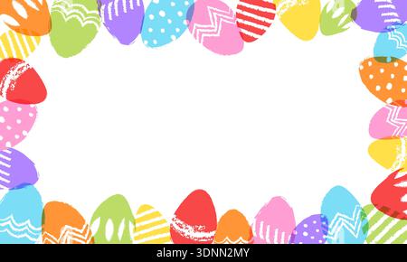 Easter frame, Easter egg background, painted eggs border Stock Vector