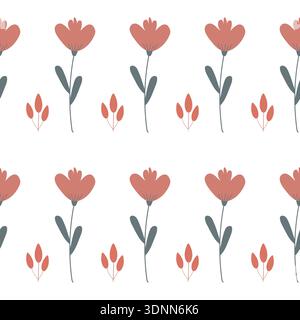 seamless pattern with flowers and leaves Stock Vector