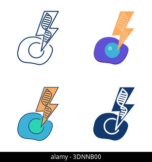 Transfection icon set. DNA insertion into cell, transformation symbol. Vector illustration Stock Vector