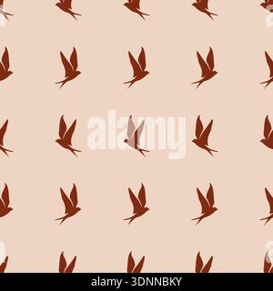 Seamless pattern with brown silhouette bird design Stock Vector