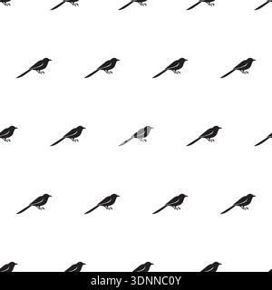 silhouette bird seamless pattern black and white color design Stock Vector