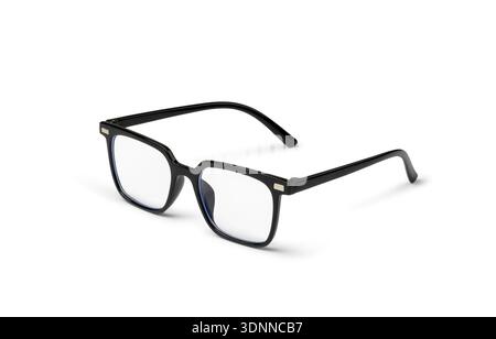 Black children’s blue light blocking glasses with clear anti blue lenses isolated on white background. Protective eyewear for screen use, digital devi Stock Photo