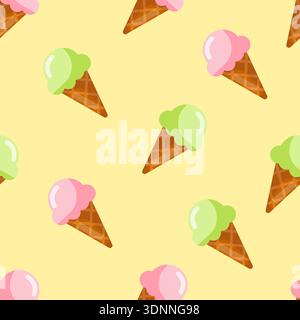 Pastel Ice Cream Cone Seamless Pattern Stock Vector