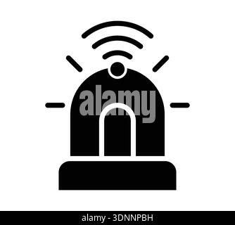 This graphic representation of a police siren showcases its vital role in emergencies, illustrated in a simple black and white style for clarity. Stock Vector