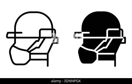 This minimalist line art illustration features a human head in black and white, showcasing geometric shapes and simple contours that emphasize creativ Stock Vector