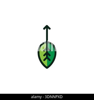 Leaf with an Arrow Indicating Upward Growth and Environmental Awareness, eco friendly leaf arrow logo illustration Stock Vector