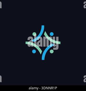 Abstract Teamwork Logo with Connecting Shapes for Collaboration Stock Vector