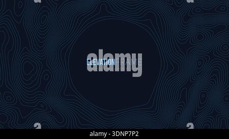 Abstract contour mountain elevation landscape map. Abstract minimal relief topographic map. Terrain contour vector grid with a central place for text. Stock Vector