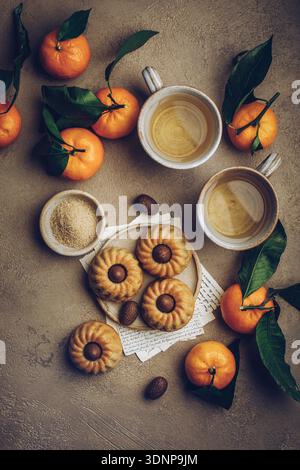 Mini bundt cakes with chocolate eggs Stock Photo