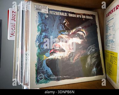 Lviv, Ukraine - February 07, 2026: Vintage vinyl cover featuring Ella Fitzgerald on These Are the Blues, a classic jazz 1963 album. Stock Photo
