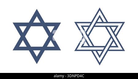 Jewish Israeli religious symbol. David judaism star icon logo. Israel jew faith concept design isolated icon logo. Stock Vector