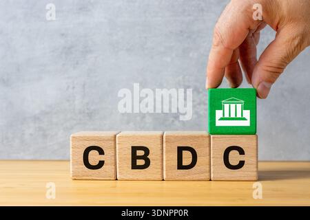 Symbol CBDC: Central Bank Digital Currency. Financial and business concept.  Close up. Copy space. Stock Photo