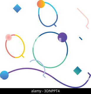 Abstract geometric shapes featuring colorful gradients and minimalist line art design elements Stock Vector