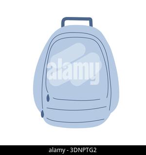 Travel. Big blue travel bag with zippers and pocket for trips, walks, hiking. Flat style vector illustration. Stock Vector